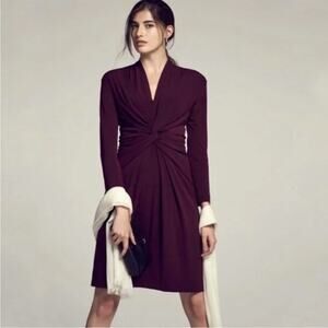 M.M. Lafleur Blair Blackberry Purple Crepe Twisted Ruched Sheath Dress SZ 2